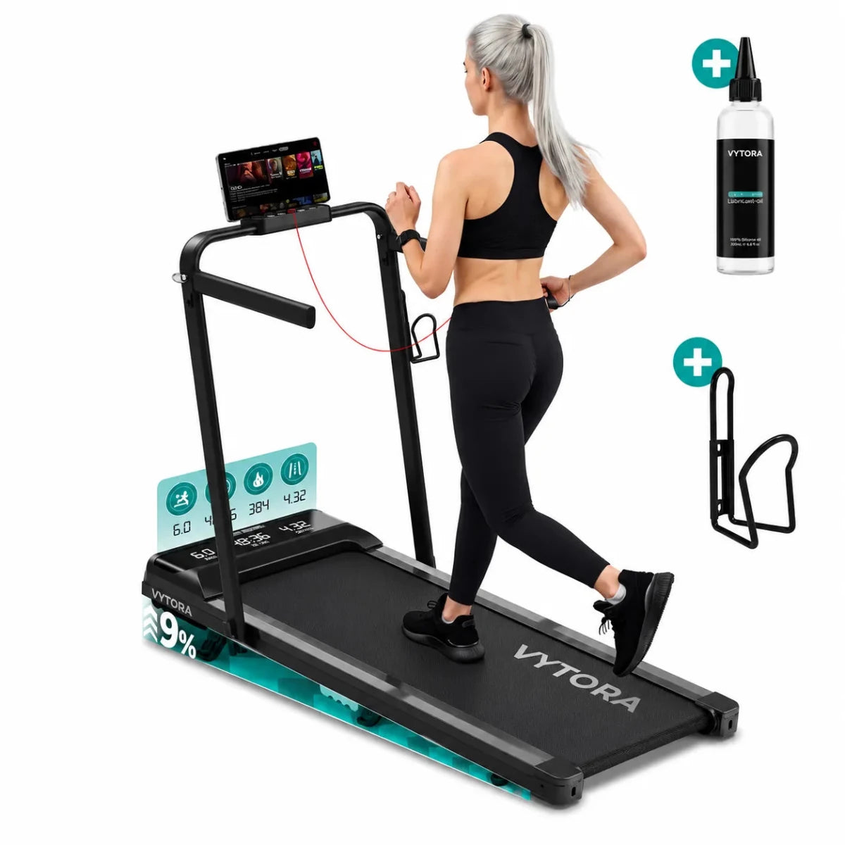 Vytora A100 PRO Tapis de Course Pliable 1-12 km/h Inclinaison 9%