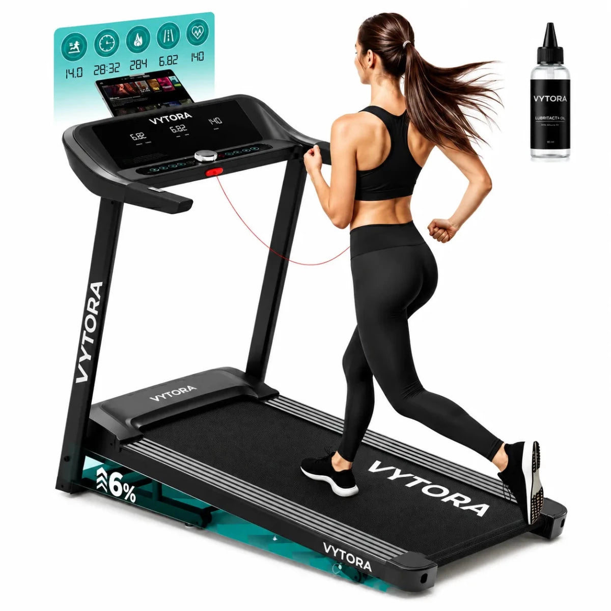 Vytora B155 Tapis de Course Pliable 1-14 km/h 12 Programmes