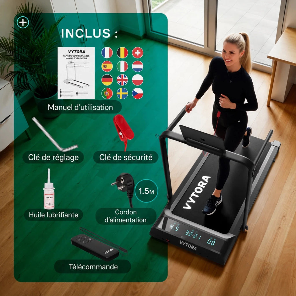 Vytora A100 PRO Tapis de Course Pliable 1-12 km/h Inclinaison 9%