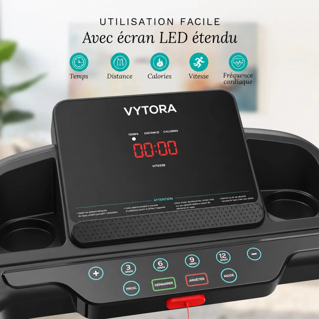 Vytora B140 Tapis de Course Pliable 1-12 km/h 12 Programmes