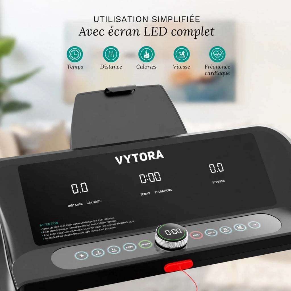 Vytora B155 Tapis de Course Pliable 1-14 km/h 12 Programmes